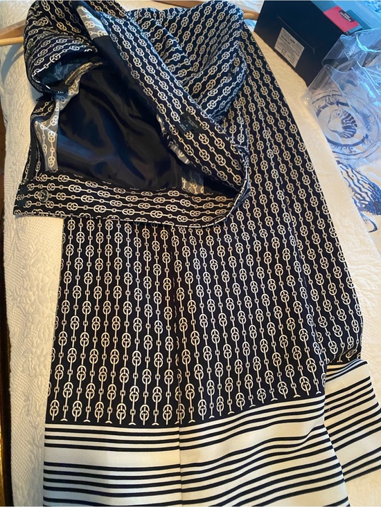 Ann Taylor Factory Pants - Ann Taylor Factory Navy and White Chain-Link Print pant
